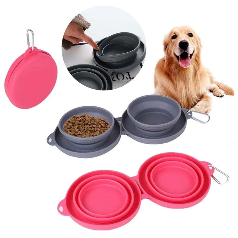 Versatile DuoBowl™: Collapsible Double Pet Feeding Bowls with No-Spill –  Paws PurrFurred Pet Shop