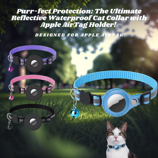 Reflective Waterproof Cat Collar That Holds an Apple AirTag