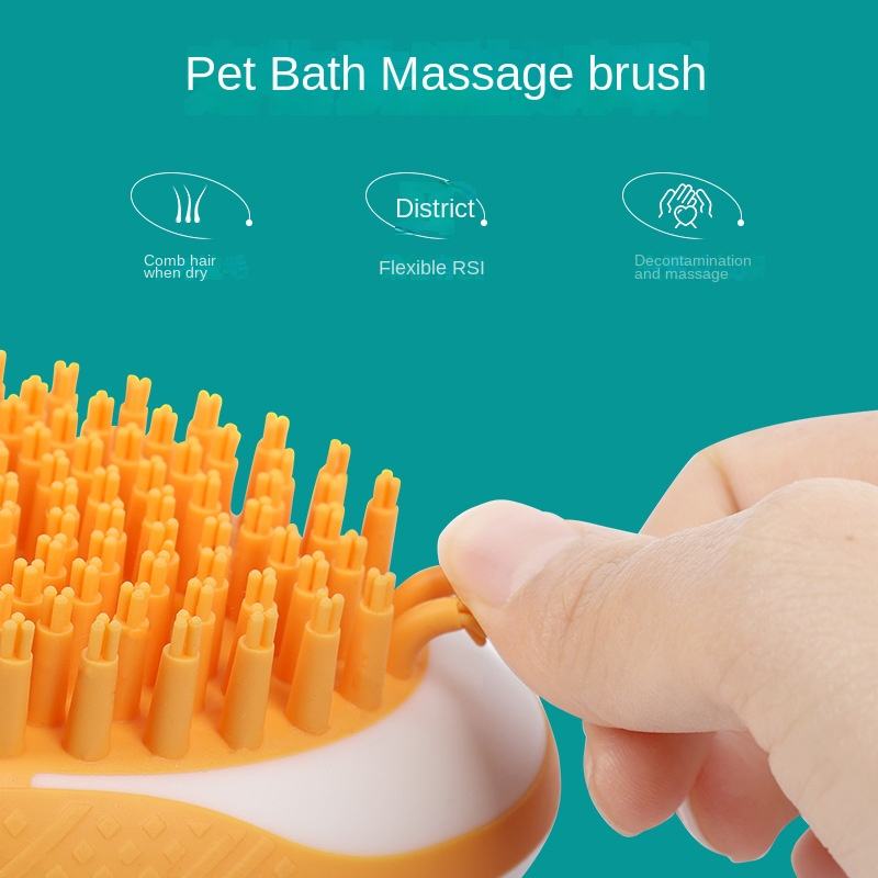 2-in-1 Pet Bath & Grooming Brush - Soft Silicone, Ergonomic & Shampoo Saving Design