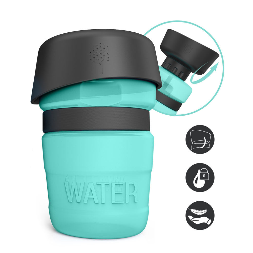 PetMate 2-in-1 Foldable Travel Dog Water Bottle & Dispenser (17.6 oz / 520ml) - Leakproof, Portable, and Easy to Use