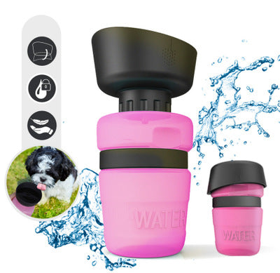 PetMate 2-in-1 Foldable Travel Dog Water Bottle & Dispenser (17.6 oz / 520ml) - Leakproof, Portable, and Easy to Use