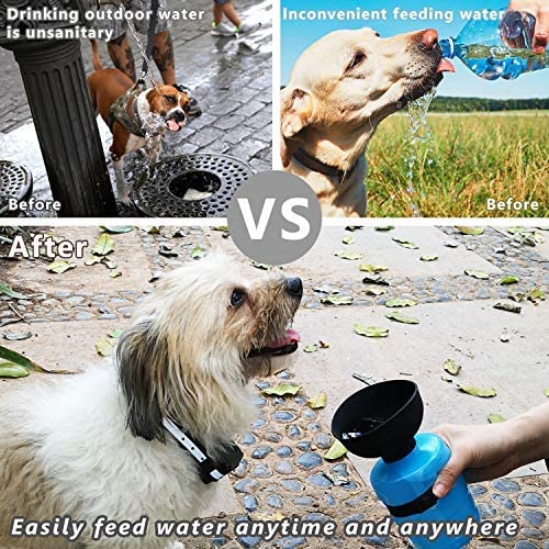 PetMate 2-in-1 Foldable Travel Dog Water Bottle & Dispenser (17.6 oz / 520ml) - Leakproof, Portable, and Easy to Use