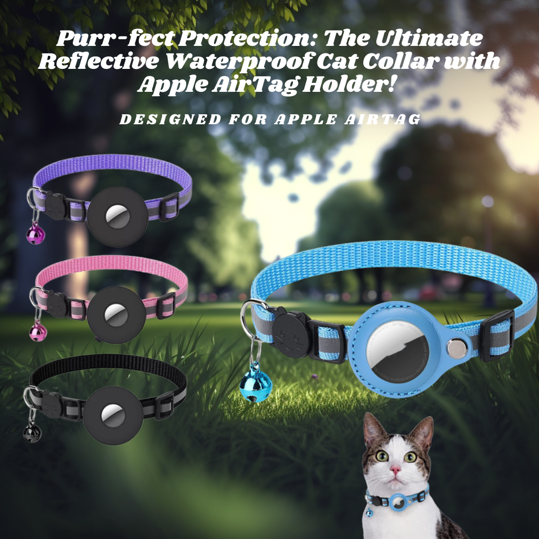Reflective Waterproof Cat Collar That Holds an Apple AirTag